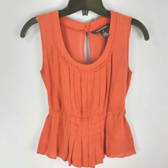 🌈SILK BANANA REPUBLIC PLEATED PEPLUM TANK BLOUSE XS - Picture 1 of 5